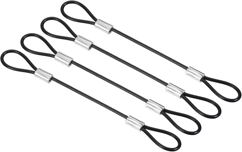 Load image into Gallery viewer, Veiligheidskabels 10 cm x 2 mm met dubbele lus 4 stuks zwart – staalkabels – bevestigingskabel
