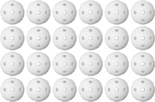 Balles de floorball, lot de 24, 72 mm, en plastique avec 26 trous et homologuées par l’IFF – balles d’unihockey – hockey en salle
