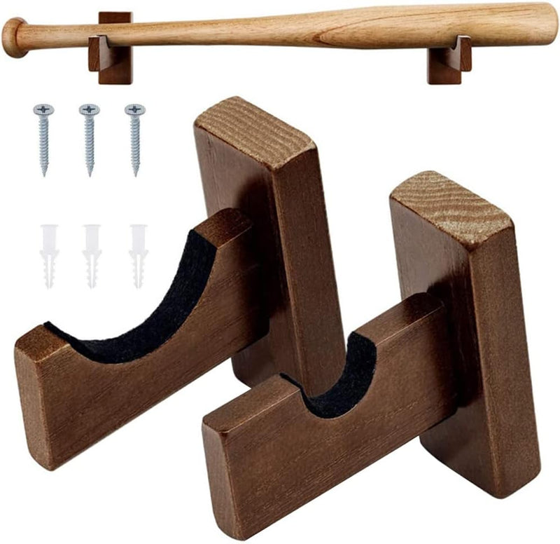 Load image into Gallery viewer, Baseballknuppel muurbevestiging, 2 stuks softbalknuppel muurbevestiging, honkbalknuppel horizontale rekbeugel met vilten voering muurbevestiging voor honkbal, softbal, hockeystick vitrine
