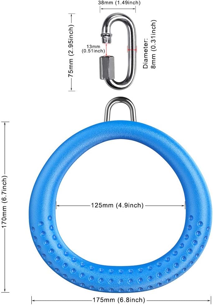 Load image into Gallery viewer, Trapeze ringen 2 stuks met karabijnhaken voor klimrek en schommel – monkey bars – speeltoestel accessoires
