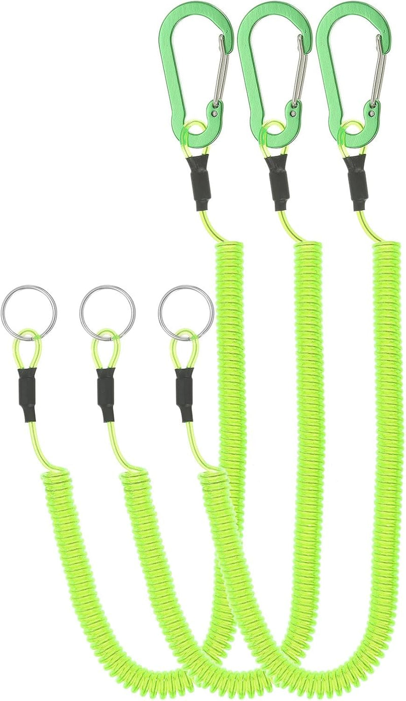 Laden Sie das Bild in Galerie -Viewer, Spiraalkoorden 3 stuks uitschuifbaar tot 150 cm met clip groen – veiligheidslijnen – outdoor accessoires

