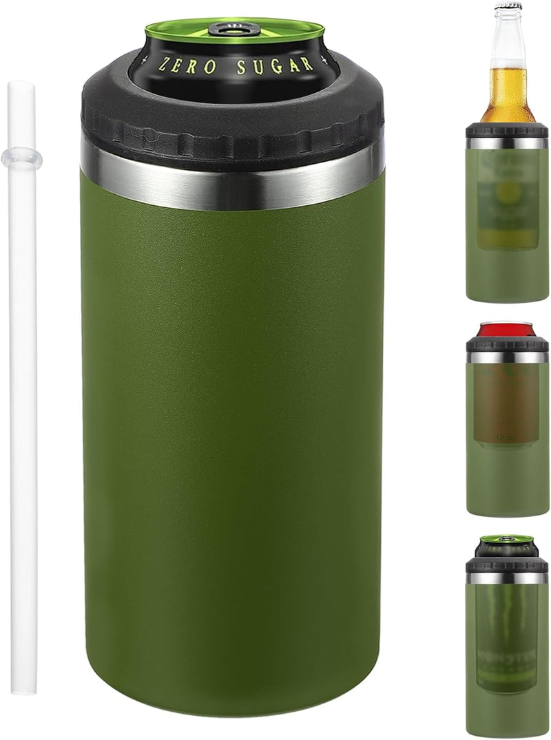 Load image into Gallery viewer, Geïsoleerde blikhouder 16 oz van roestvrij staal – blikkoeler – drinkhouder met rietje
