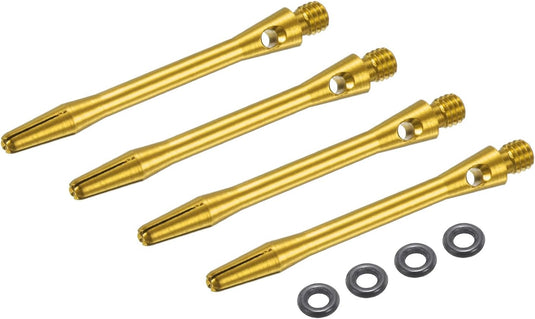 Dartschachten 4 stuks 45 mm van aluminium geel met 2BA schroefdraad – dart shafts – dart accessoires