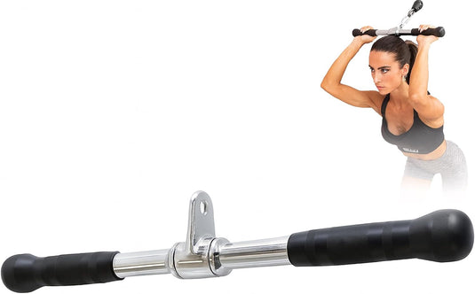 Lat pulldown stang 72 cm met meerdere rubberen handgrepen – kabelstang – roeigreep