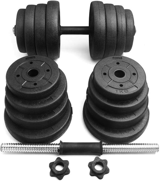 Yaheetech set korte halters, 30 kg, handhalterset inclusief halterschijven, halterstangen, varianten met stersluiting, 25 mm