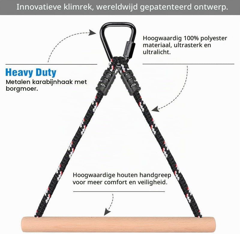 Carica l’immagine nel visualizzatore della galleria, Aste sospese in legno, 2 pezzi da 35 cm, con corde di sospensione e moschettoni – percorso ninja – accessori per arrampicata
