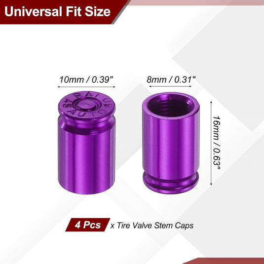 Ventieldoppen 4 stuks 16 x 10 mm van aluminium paars – bandendoppen – fiets auto accessoires