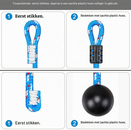 Aste sospese in legno, 2 pezzi da 35 cm, con corde di sospensione e moschettoni – percorso ninja – accessori per arrampicata