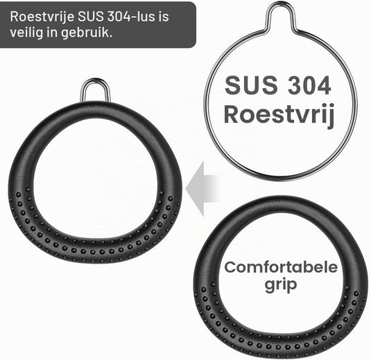 Trapeze ringen 2 stuks met karabijnhaken voor klimrek en schommel – monkey bars – speeltoestel accessoires