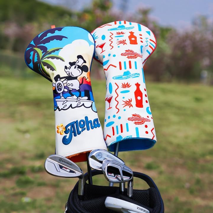 Laad afbeelding in Galerijviewer, Golfclub beschermhoes van leer met Mexicaans tequila borduurwerk voor drivers en fairway woods – drivercover – golfcadeau
