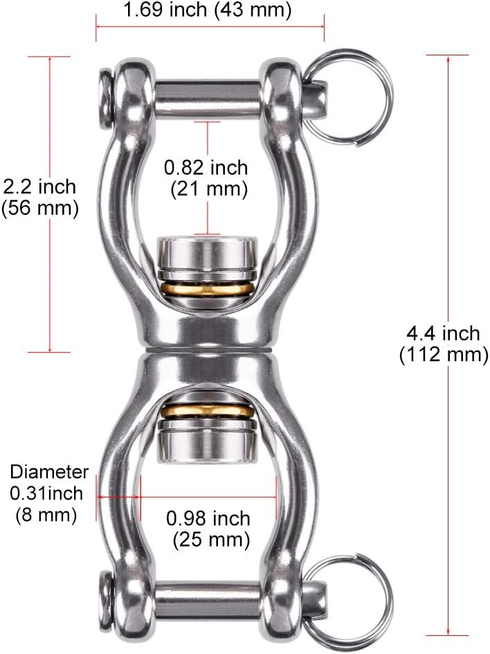 Laden Sie das Bild in Galerie -Viewer, Schommelwartel 360° draaibaar – rvs ophangbeugel met lager voor hangstoel, yogaschommel, klimtouw en hangmat

