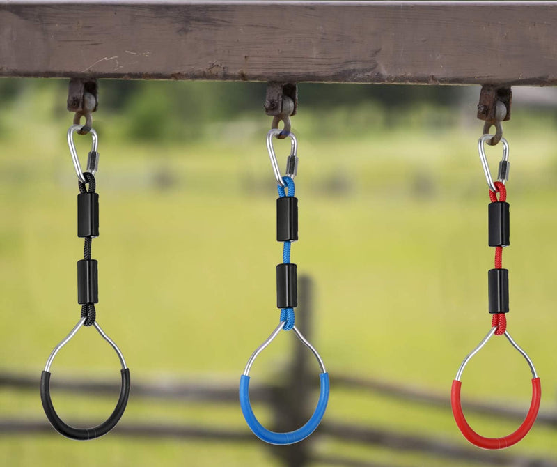 Chargez l'image dans la visionneuse de la galerie, Klimringen voor kinderen 4 stuks met ophanghaken tot 120 kg – gymnastiekringen – ninja parcours accessoires
