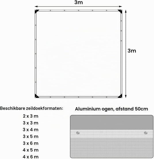 Waterdicht afdekzeil 4 x 6 meter 140 g/m² transparant met ogen – PE dekzeil – beschermzeil