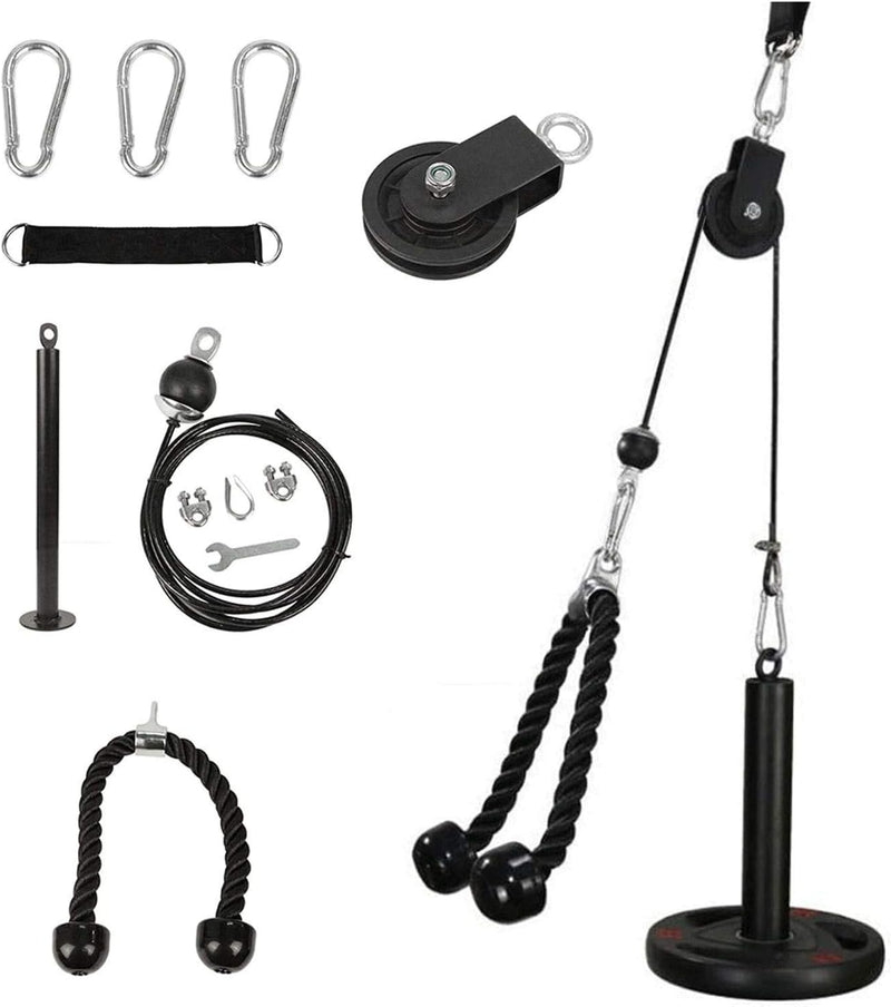 Laad afbeelding in Galerijviewer, Cable Pulley System Home Gym, LAT Pull Down Weight Pulley System Gym Fitness DIY Loading Pin Weight Lifting Triceps Rope Workout Adjustable Length Pulley Cable Machine Attachments for Home Gym
