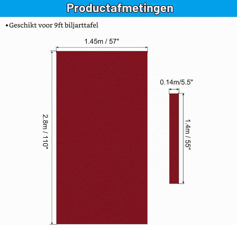 Chargez l'image dans la visionneuse de la galerie, Biljartlaken 9 ft rood met 6 bandenstroken – vervangend biljartdoek – pooltafel accessoires
