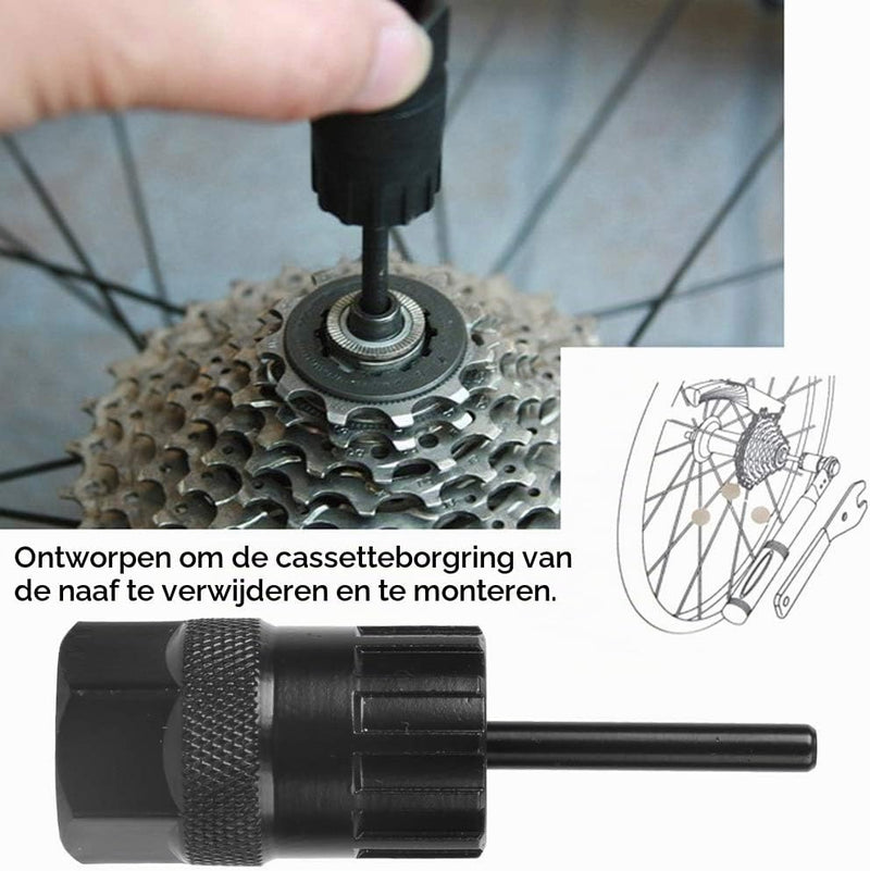 Załaduj obraz do przeglądarki galerii, Fiets cassette afnemer met 12 tanden voor SRAM en SunRace tandwielen – lockring sleutel – fietsgereedschap
