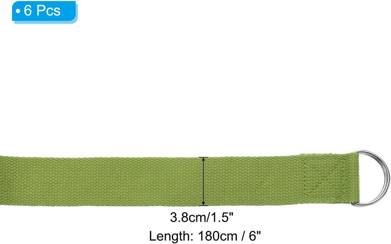 Załaduj obraz do przeglądarki galerii, Yogariemen 6 stuks 180 x 3,8 cm van katoen met D-ring bruin – stretchbanden – yoga pilates accessoires
