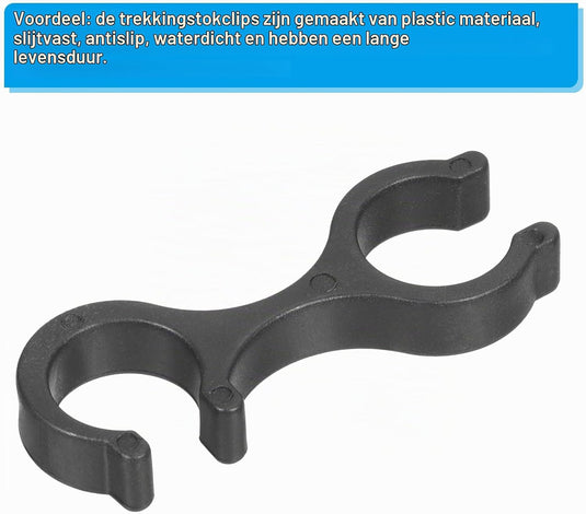 Wandelstok clips 8 stuks voor 16-16,5 mm stokken zwart – trekkingstok houders – wandel accessoires