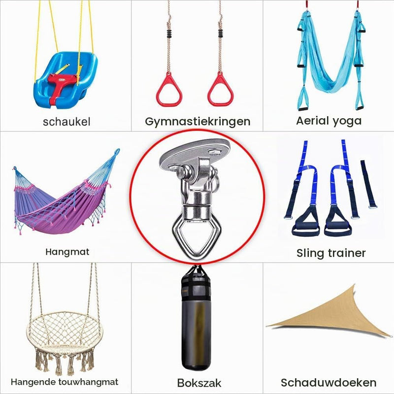 Carica immagine in Galleria Viewer, Plafond ophangbeugel van roestvrij staal met gesloten U-ring voor schommels en hangmatten – plafondhaak – bokszakbevestiging
