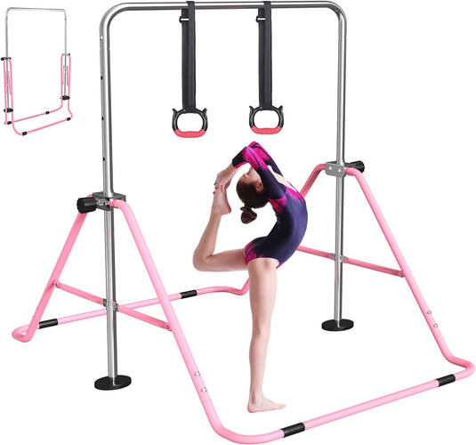 Opvouwbare gymnastiekstang voor kinderen met verstelbare hoogte en mat – turnrek – trainingsstang