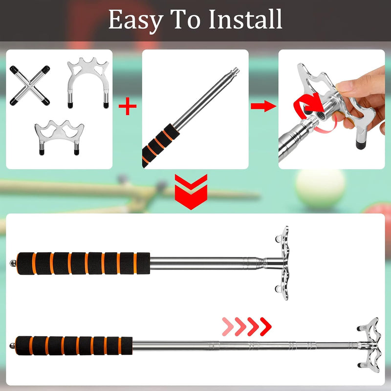 Load image into Gallery viewer, Billiard Cue Extendable Billiard Cue with 3 Pieces Detachable Brass Bridge Head Bridge Holder Billiard Accessories for Billiard Table, Snooker, Game, Match (Silver)
