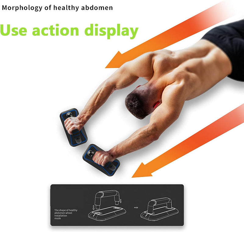 Laad afbeelding in Galerijviewer, 2-in-1 fitness trainer met push-up bars en ab roller met 8 wielen – buikspiertrainer – push-up board
