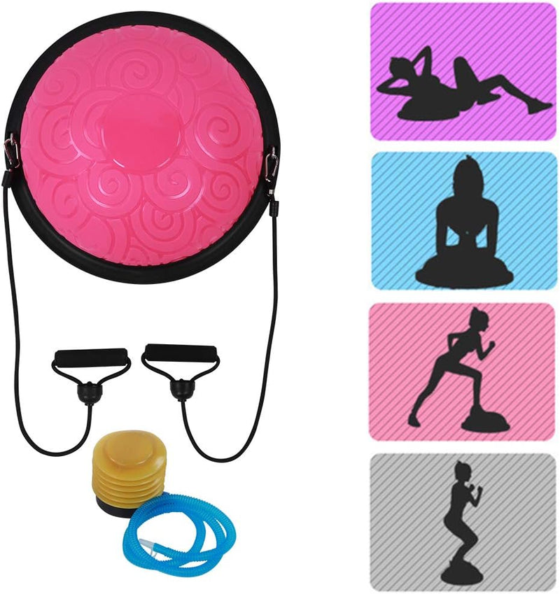 Laden Sie das Bild in Galerie -Viewer, Halve yogabal 46 cm met 2 weerstandsbanden – balanstrainer – core training – stabiliteit
