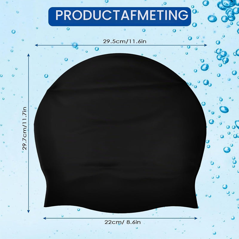 Charger l’image dans la visionneuse de galerie, Bonnet de bain en silicone pour femmes, très grand, 29,5 x 29,7 cm, pour cheveux longs et épais - bonnet de natation - accessoires de natation
