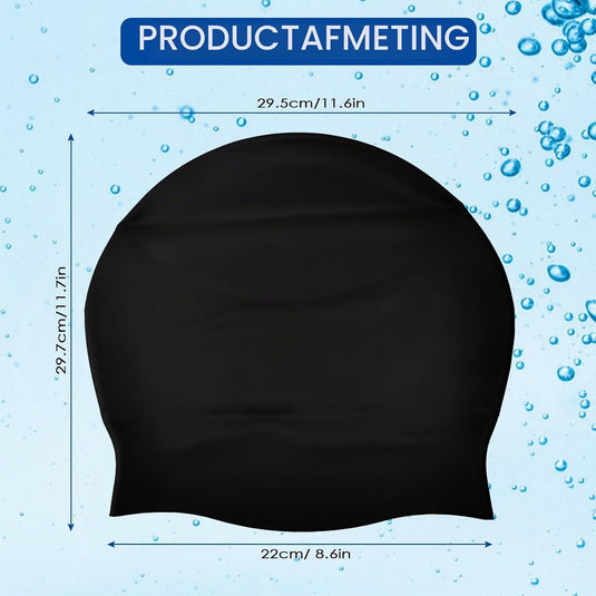 Bonnet de bain en silicone pour femmes, très grand, 29,5 x 29,7 cm, pour cheveux longs et épais - bonnet de natation - accessoires de natation