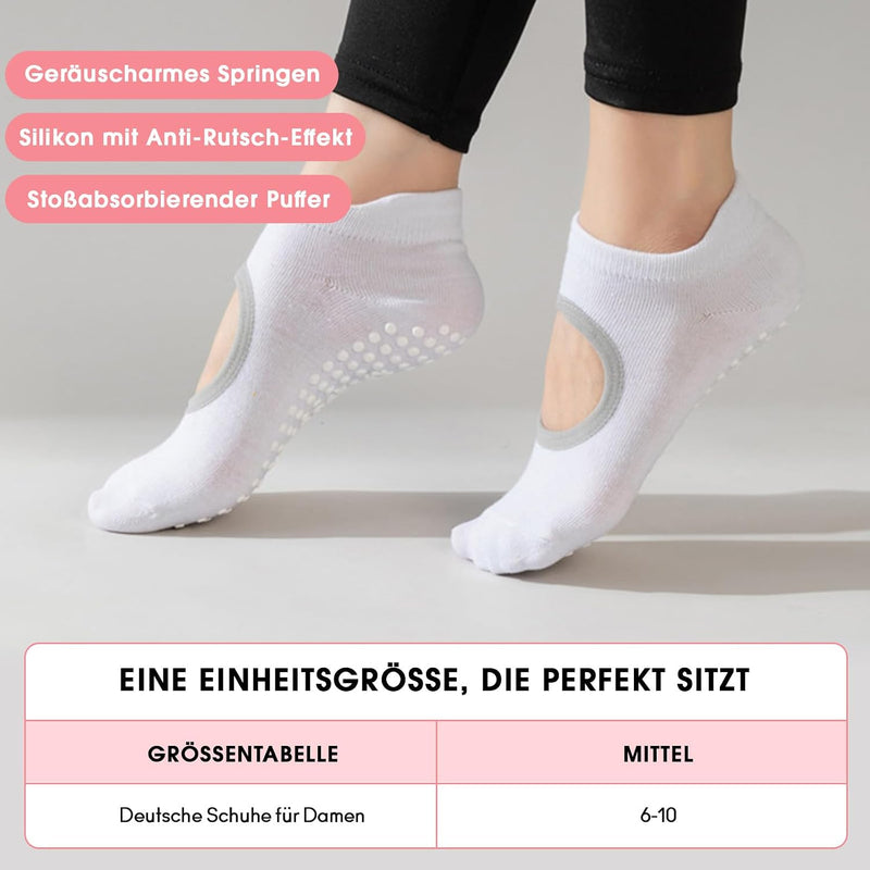 Carica immagine in Galleria Viewer, Antislip sokken dames 4 paar maat 35-40 met siliconen grip – yoga pilates trampoline sokken
