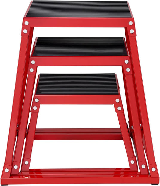 Plyo box set met meerdere hoogtes 30-76 cm en antislip platform – jump boxes – plyometrische training