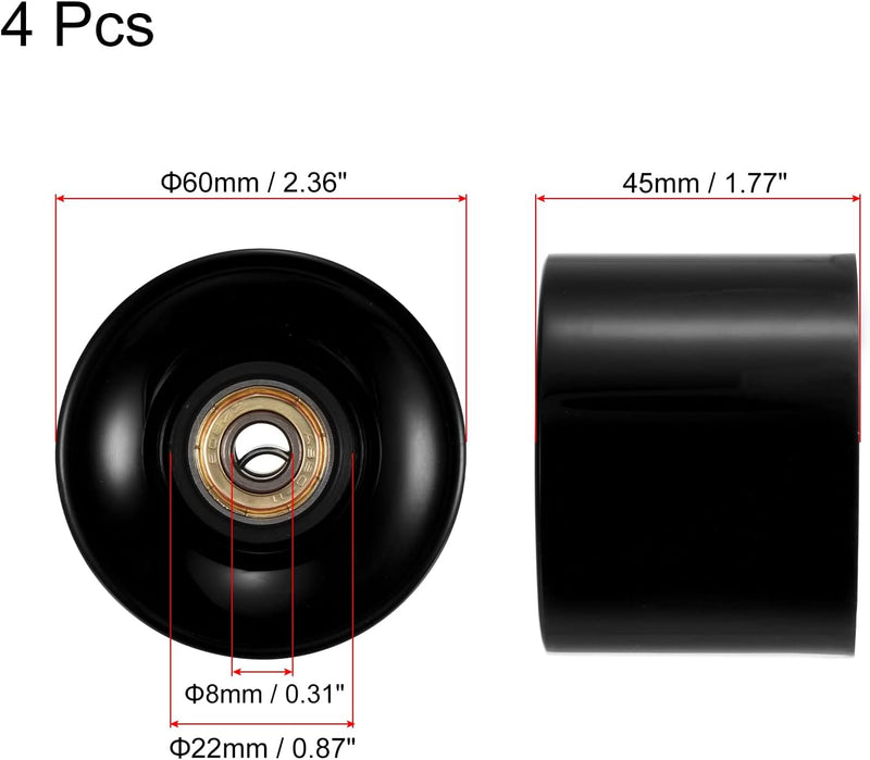 Laden Sie das Bild in Galerie -Viewer, Longboard wielen 60 mm 80A met ABEC-11 lagers 4 stuks zwart-goud – cruiser skateboard wielen
