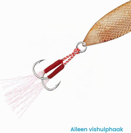 Dubbele assist vishaken 5 stuks maat 13 met glow draad – jigging haken – visaccessoires