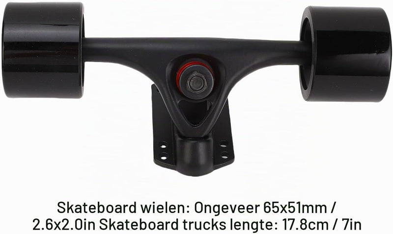 Laden Sie das Bild in Galerie -Viewer, Longboard trucks 7 inch met 65 x 51 mm wielen 2 stuks – complete truck set – skateboard accessoires
