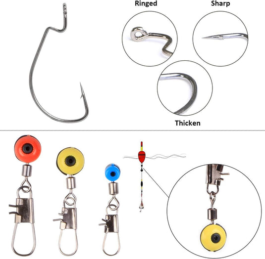 Set di accessori da pesca alla carpa da 191 pezzi con ami, girelle e fermaboilies, inclusa scatola portaoggetti – montature per carpe – attrezzatura da pesca