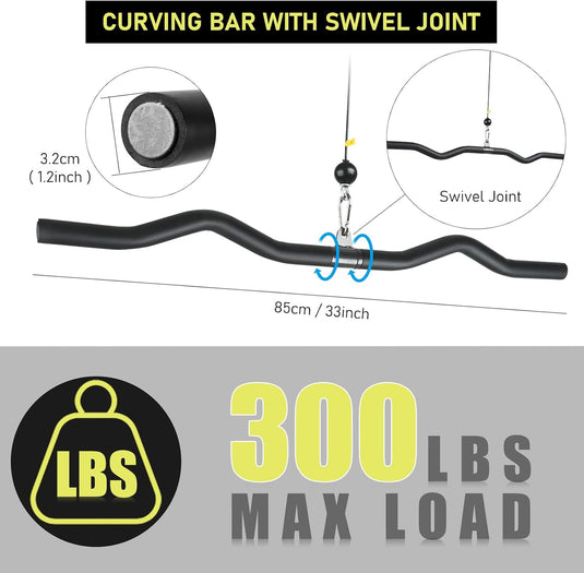 Lat pulldown stang voor kabelmachine 94 cm zwart