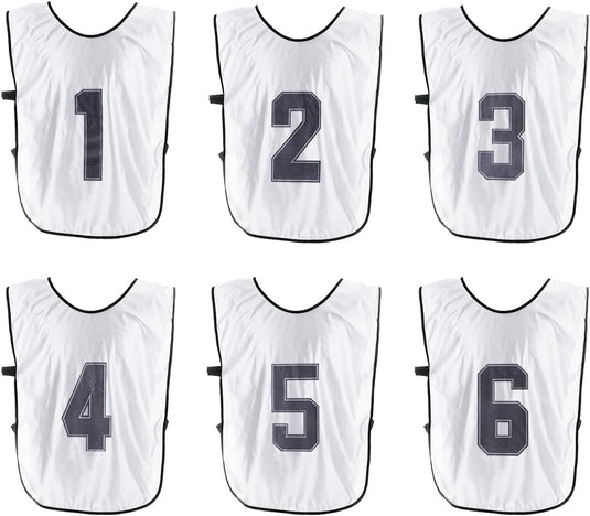 Voetbal trainingshesjes 6 stuks genummerd 1 tot 6 voor volwassenen – teamvesten – sporthesjes
