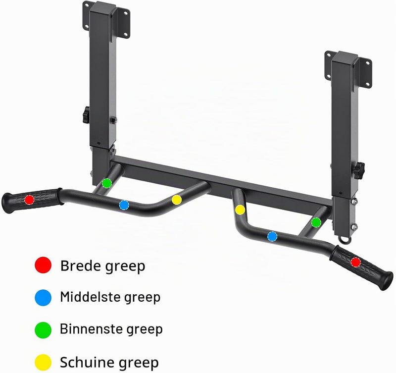 Chargez l'image dans la visionneuse de la galerie, Optrekstang voor plafondmontage met 4 gripposities tot 227 kg – pull-up bar – krachttraining
