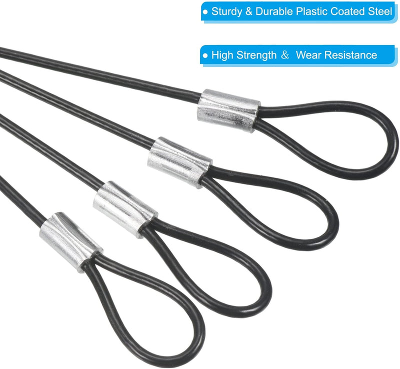 Load image into Gallery viewer, Veiligheidskabels 10 cm x 2 mm met dubbele lus 4 stuks zwart – staalkabels – bevestigingskabel
