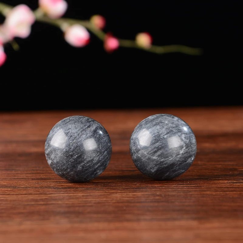 Laden Sie das Bild in Galerie -Viewer, Marmeren baoding ballen 3,5 cm zwart grijs

