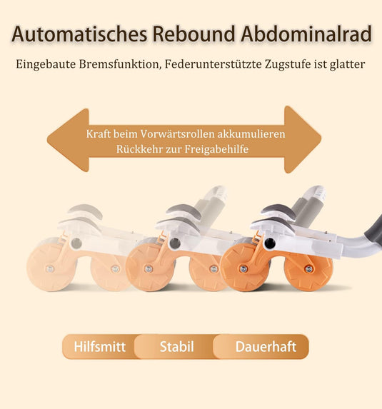 Ab roller met elleboogsteun automatische terugslag en dubbele wielen – buikspiertrainer – ab wheel