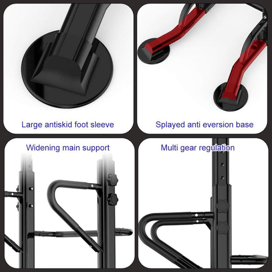 DlandHome Power Tower Dip Station Pull Up Bar Multi-Function Strength Training Fitness Workout Station for Home Office Gym, Black, 330lbs