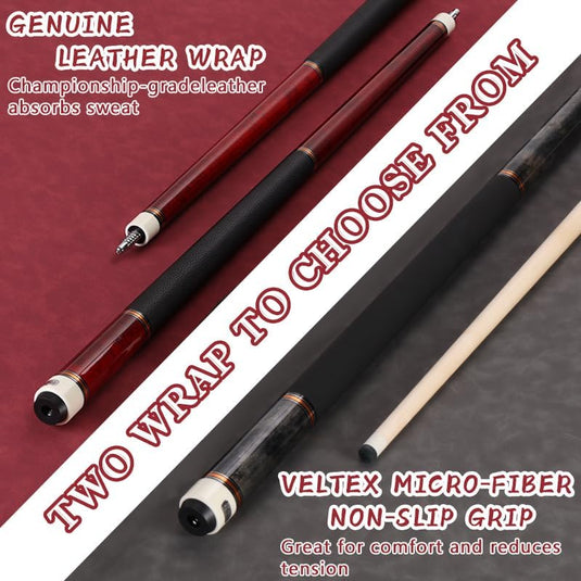 Biljartkeu 147 cm 19-20 oz – Canadese Esdoorn Pool Cue 12,5 mm Tip – Leren Grip