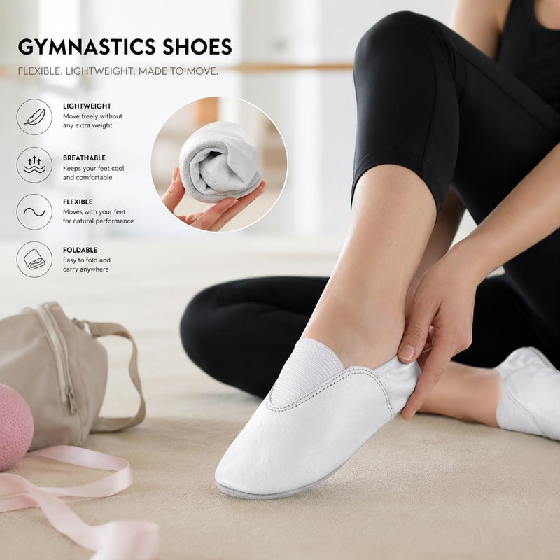 Load image into Gallery viewer, Gymnastiekschoenen met zachte leren zool wit – turnschoenen – yoga dans en trampoline
