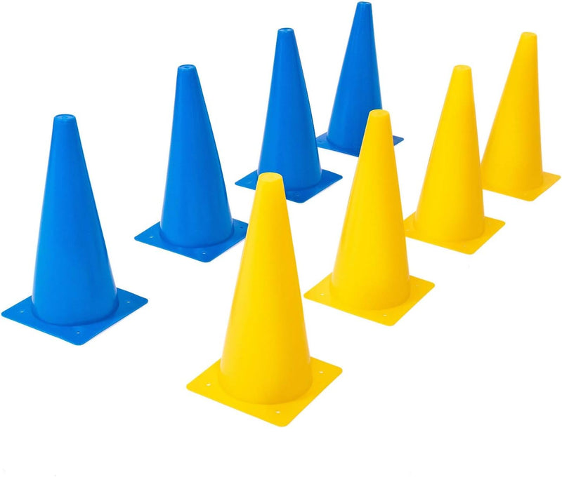 Chargez l'image dans la visionneuse de la galerie, Trainingspionnen set 8 stuks 30 cm flexibel blauw en geel – sportpionnen – markeringskegels
