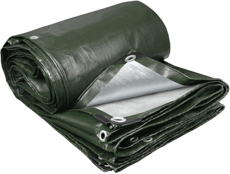 Load image into Gallery viewer, Waterdicht afdekzeil 4 x 5 meter 180 g/m² met ogen groen-zilver – PE dekzeil – beschermzeil
