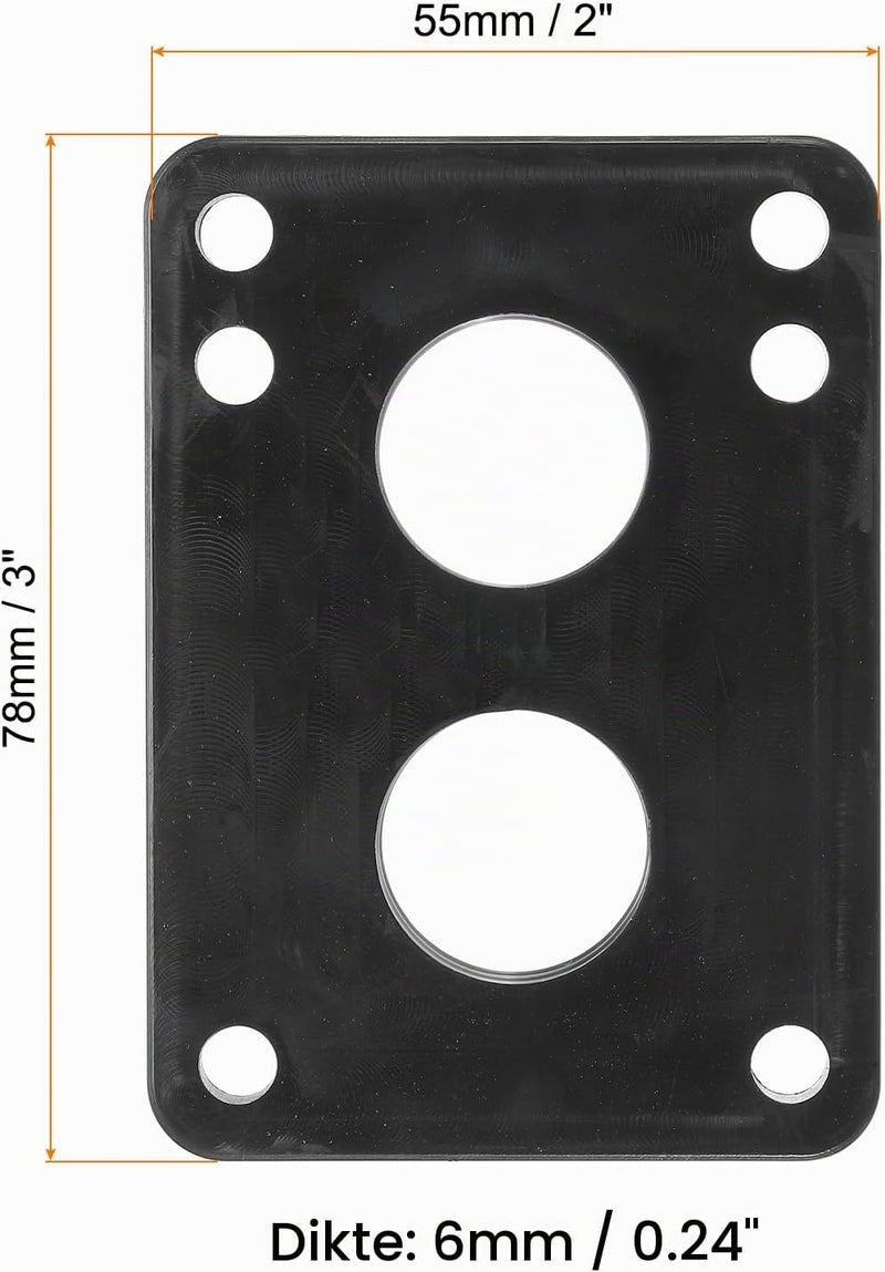 Laden Sie das Bild in Galerie -Viewer, Skateboard riser pads 2 stuks 6 mm van PU zwart – schokdempers – skateboard accessoires
