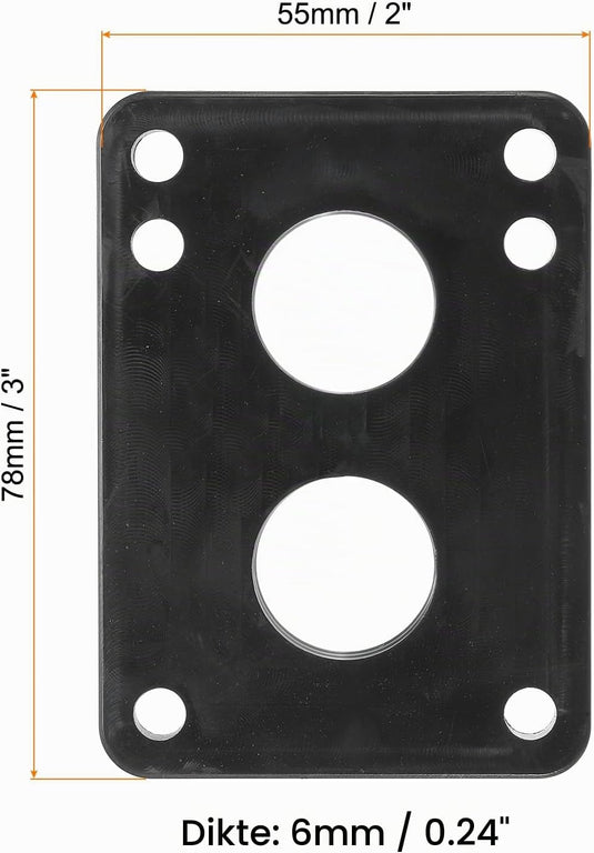 Skateboard riser pads 2 stuks 6 mm van PU zwart – schokdempers – skateboard accessoires