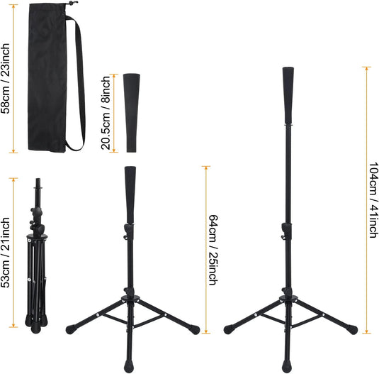 Verstelbare batting tee 63-104 cm met statief zwart – baseball slagstandaard – honkbal softball accessoires