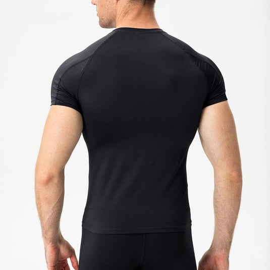 Heren compressieshirt korte mouwen functioneel shirt sneldrogend loopshirt sportshirt fitnessshirt voor mannen